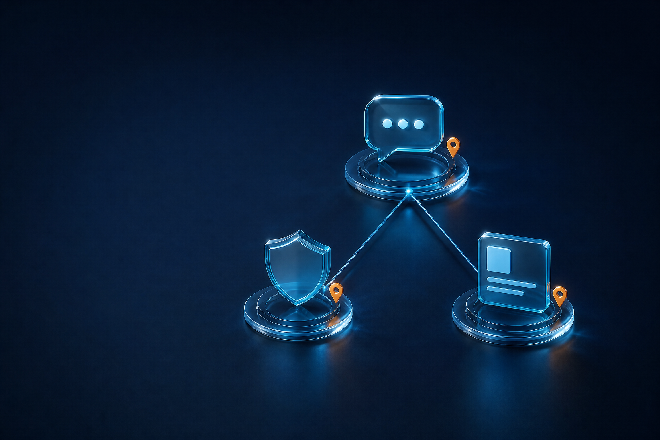 Luminous support route with answer, chat, and security waypoints